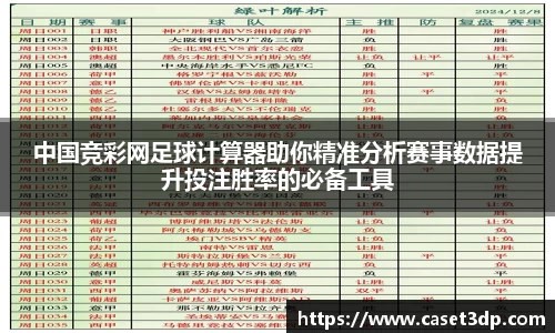 中国竞彩网足球计算器助你精准分析赛事数据提升投注胜率的必备工具